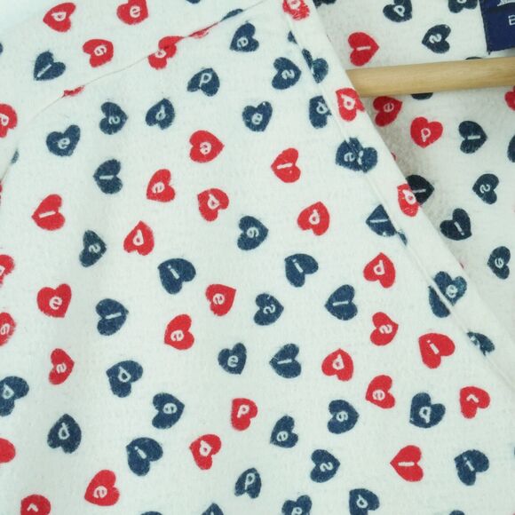 Vintage Medium Pajama Shirt Flannel 90s Hearts Cozy Novelty Boho Cabincore - Picture 4 of 7